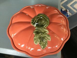 Better Homes And Gardens Harvest Pumpkin Pie Keeper W/ Lid Ceramic Covered Dish