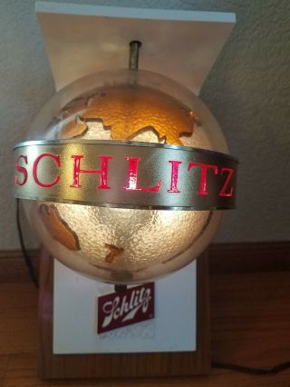 (vtg) 1968 Schlitz Beer Spinning Globe Motion Sconce Light Up World Globe Sign