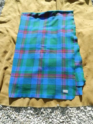 Vintage,  Pendleton Wool Blanket Throw/teal Blue&berry Plaid,  53 " X 87 ",  Xlnt