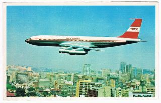 Postcard Trek Airways Airline Issue Boeing 707 Aviation Airport
