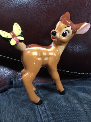 Walt Disney Vintage Porcelain Ceramic Bambi With Butterfly 6 " Japan Figurine