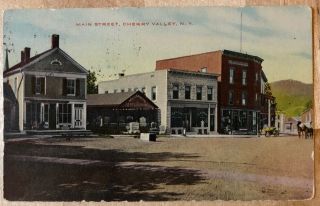 Main Street Cherry Valley Ny York Litho 1914