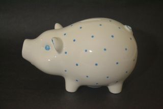 Tiffany & Co Porcelain Piggy Bank Blue Dots