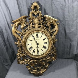 Haven Burwood Vintage Gold Wall Clock Plastic Decorative Ornate 1980 2481