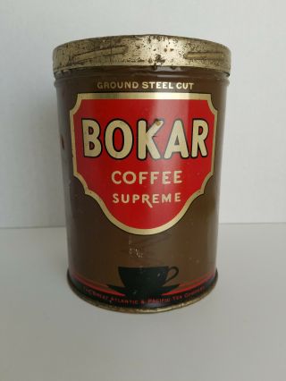 Vintage Bokar Coffee Supreme Tin By Atlantic & Pacific Tea Co