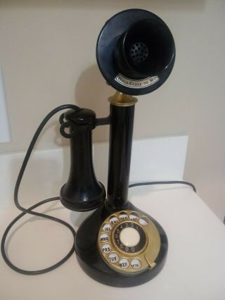 Vintage Candlestick Phone With 4 Prong Plug.  Unusual Dial.
