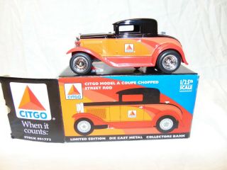 Citgo Model A Coupe Chopped Street Rod 1/25 Scale Die Cast Metal Bank Car 01772