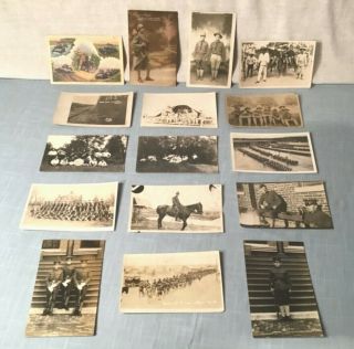 16 Old Real Photo Postcards Mostly Military Army Soldiers 2 Village Band Pc
