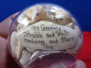 1913 Glass Advertising Paperweight Schaible & Smith Hardware & Stove Troy Ohio