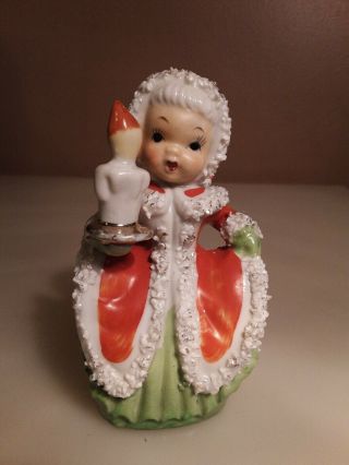 Napco Ceramic Christmas Bell Angel Figure W/ Candle Vintage 1950 