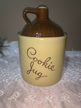 Vintage Cookie Jug Jar Monmouth Usa Crock Pottery Stoneware Whiskey