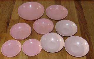 9 Pc Pink Bowls - Melmac Boontonware 3602 3207 8208 9 Debonaire Serving Cereal,