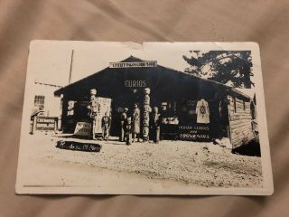 Azo 1942 Rppc Postcard - - Mexico - - Ruidoso - - Covered Wagon Indian Curio Store