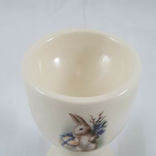 Vintage Egg Cup Ceramic farmhouse bunny rabbit Easter holder breakfast single 3