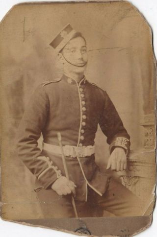 Old Vintage Photo Military Soldier Uniform Baton Cap London Named Ingledew F3