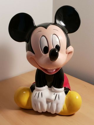 Large Adorable Musical Mickey Ceramic Figurine Plays " Mickey Mouse Club March "