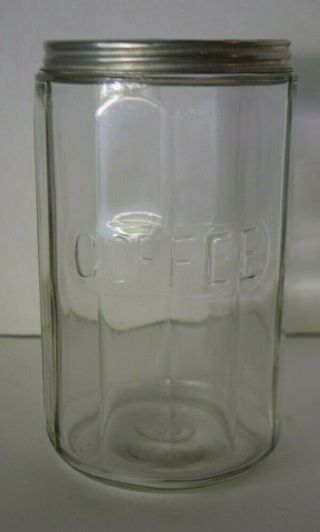 Hoosier Cabinet Vintage Coffee Canister Glass Jar With Lid