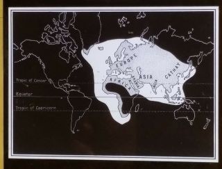 Map: Known World Prior To Discovery By Columbus,  Magic Lantern Glass Slide