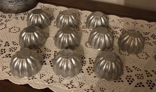10 Vintage Metal Aluminum Jell - O Molds Or Tins - 3 " Diameter - Stackable