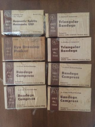 Vintage Medical Supply Company Bandage Compress,  Group Of 8