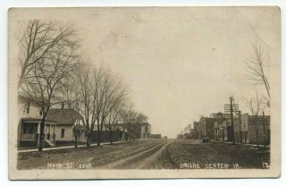Ia Rppc Dirt Main Street Scene Dallas Center Iowa 1914 Real Photo Postcard