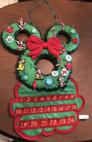 Disney Theme Park Mickey Mouse Felt Advent Calendar Christmas Holiday