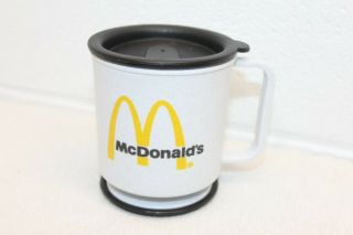 Vintage Mcdonalds Small Plastic Travel Coffee Mug/cup W/ Mounting Base,