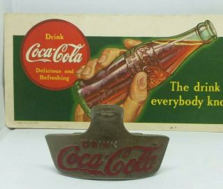 Vintage Coca - Cola Starr " X " Bottle Wall Mnt Opener,  1939 Coca Coca Ink Blotter