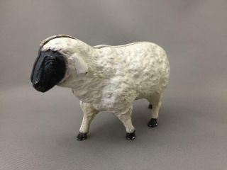 Cast Iron " Sheep With Black Face " Still Bank,  By John Wright Co.  1970