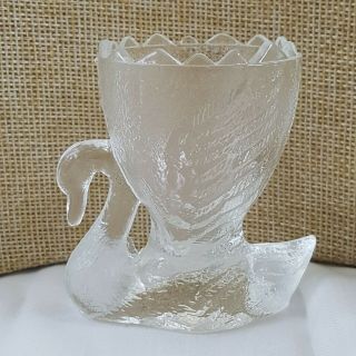 Vintage Egg Cup Swan pressed glass Easter holder stand breakfast single 3