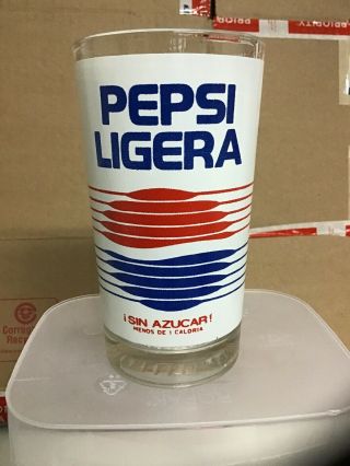 Vintage Pepsi Cola Soda Light Glass Cup / Spanish Version / From Venezuela