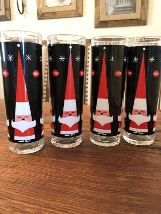 1 Vintage Dq Dairy Queen Mod Holt Howard Holiday Santa Claus Christmas Glass 7”