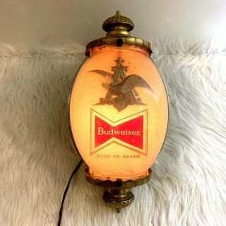 Vintage Budweiser Wall Light Sconce Bubble Lantern King Of Beers Bar Man Cave