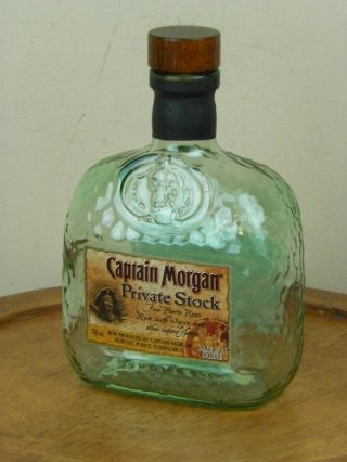 Captain Morgan Private Stock Spiced Rum Green Bottle Puerto Rico Empty Cork Cap