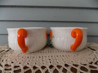 Set of 2 Vintage Ceramic Chili Soup Handled Bowls Mugs with Mushroom Design 2