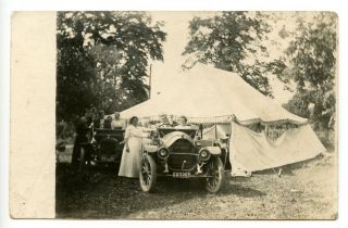 Rppc,  Family,  Friends,  Early Automobiles,  Maxwell,  Model T,  Outdoor Picnic,  1909