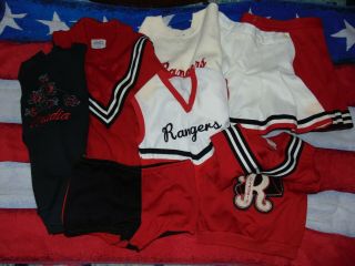 Vintage 8 Pc.  Cheerleaders Uniform,  Removable " R " Rangers Letter,  Pleated Skirt