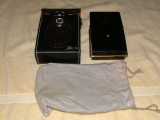 VINTAGE 1950s ZENITH ROYAL 500 OWL TRANSISTOR RADIO WITH CASE & POUCH 2