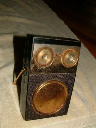 VINTAGE 1950s ZENITH ROYAL 500 OWL TRANSISTOR RADIO WITH CASE & POUCH 3