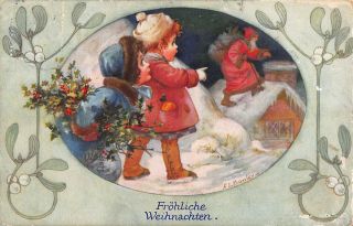 Artist Signed A.  L.  Bowley Raphael Tuck Father Santa Claus Christmas