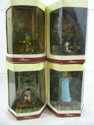 4 Tiny Kingdom Disney Figures : Blue Fairy,  Figaro,  Jiminy Cricket,  Pinocchio