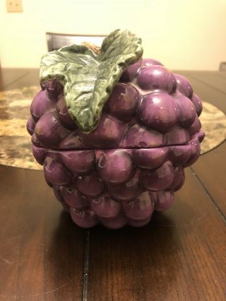 Ceramic Grape Bunch Cookie Jar Purple