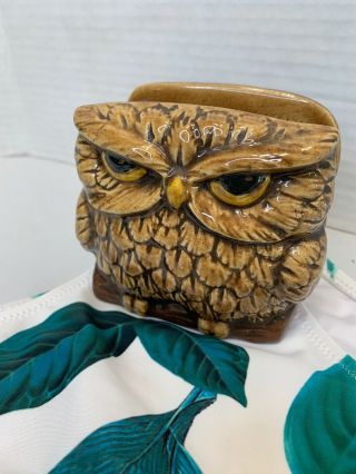 Vintage 1970’s Owl Napkin Mail Holder Ceramic Unique