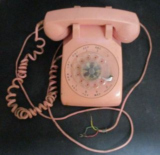 Vintage Bell System Pink Rotary Dial Phone Desk Telephone 1960s