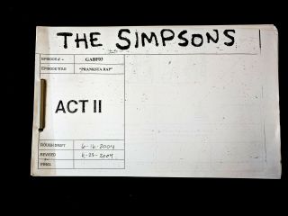 The Simpsons Production Pranksta Rap Storyboard 76 Pgs