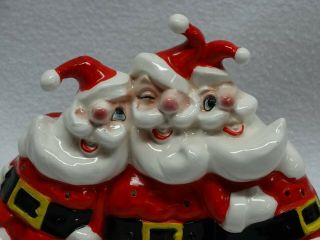 Vintage Kreiss Trio of Singing Santas Hors d ' Oeuvre Holder Japan HTF 8 1/2 