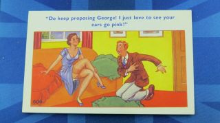 Risque Comic Postcard 1950s Boobs Nylons Stockings Upskirt Theme