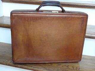 Vintage Hartmann Brown Leather Briefcase W/combination Lock Hard Side Luggage