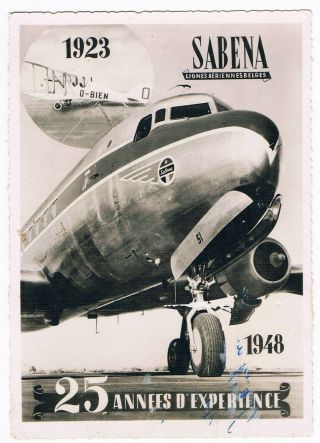Postcard Sabena Airline Issue Douglas Aviation Airways Airport
