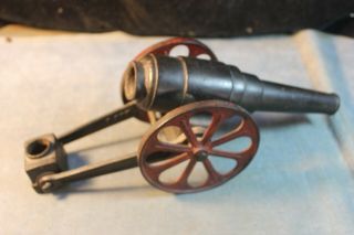 Vintage Cast Iron Big Bang Cannon 8 Fdb Fac Fw Red Spoke Wheels Toy